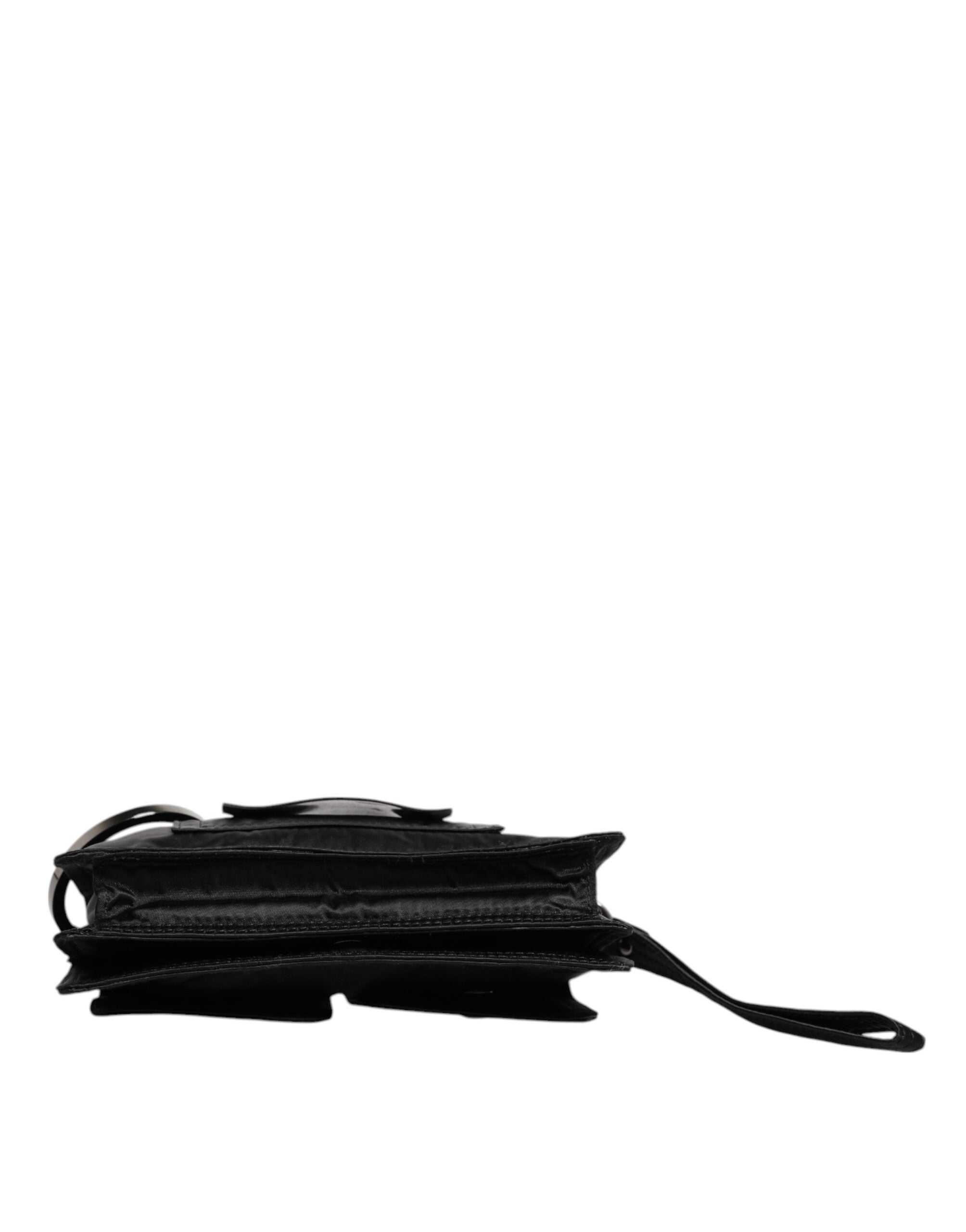 Dolce &amp; Gabbana – Zweiwege-Clutch aus schwarzem Stoff mit Logo