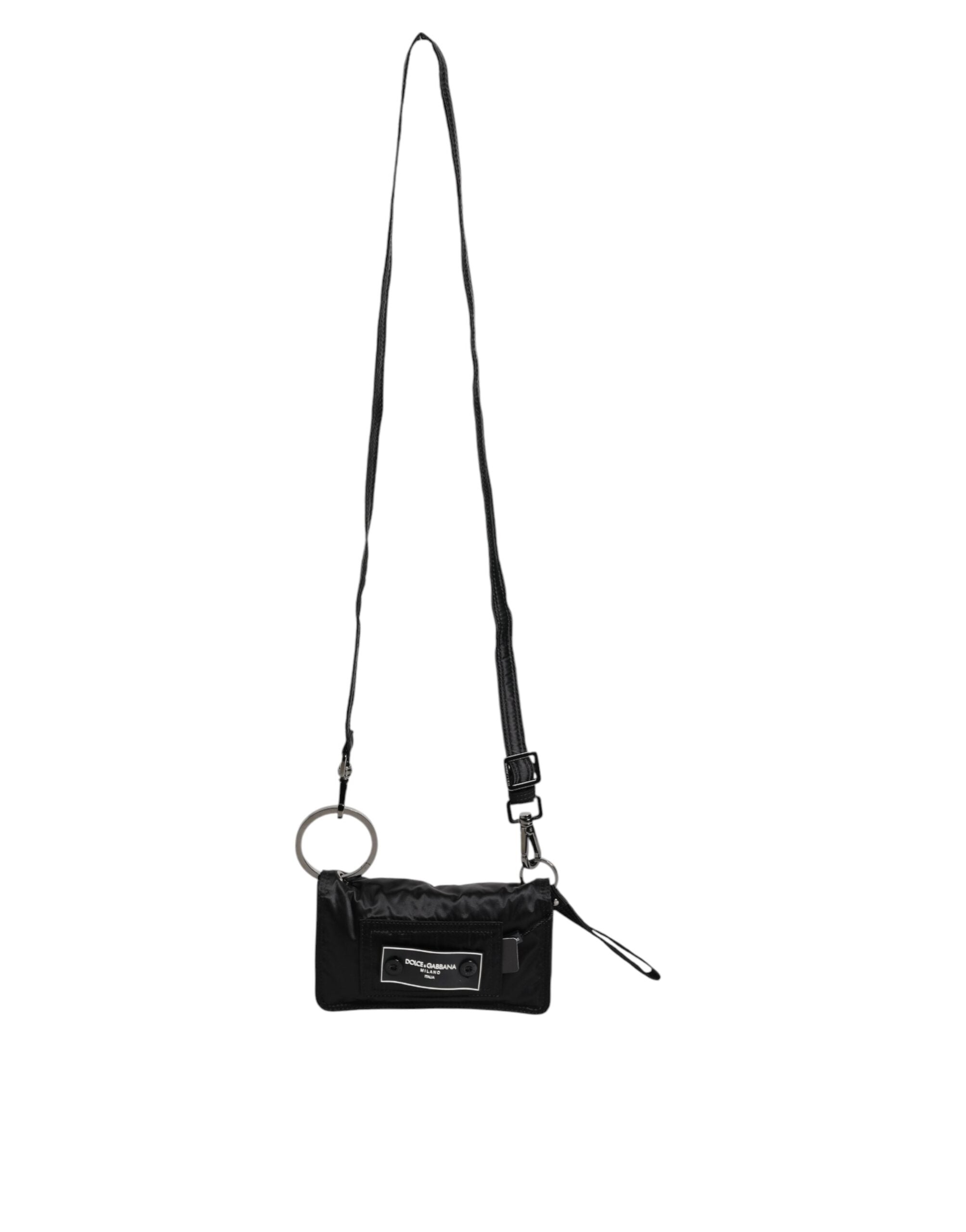 Dolce &amp; Gabbana – Zweiwege-Clutch aus schwarzem Stoff mit Logo