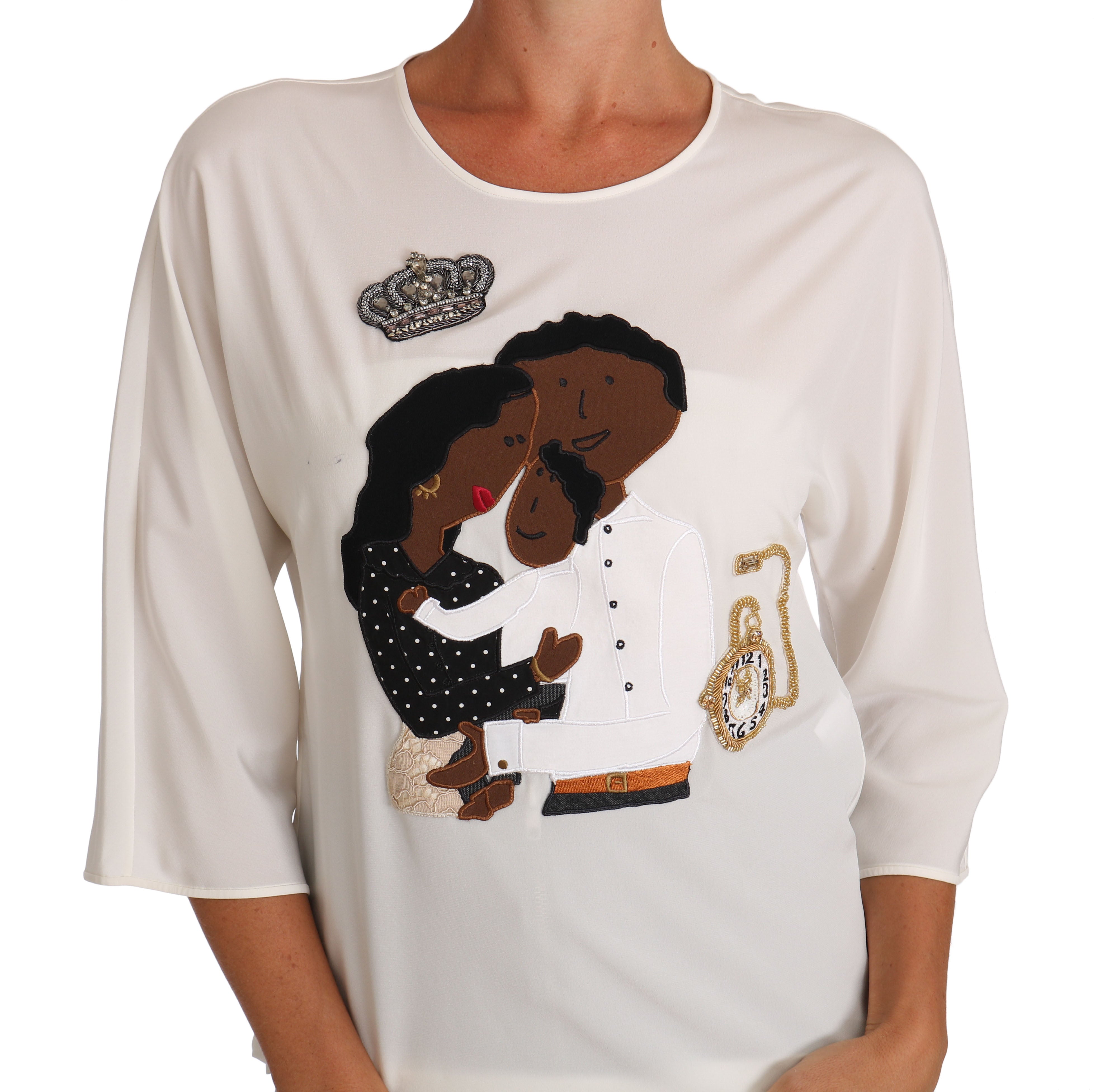 Dolce &amp; Gabbana Elegante Bluse aus Seidenmischung mit Rundhalsausschnitt