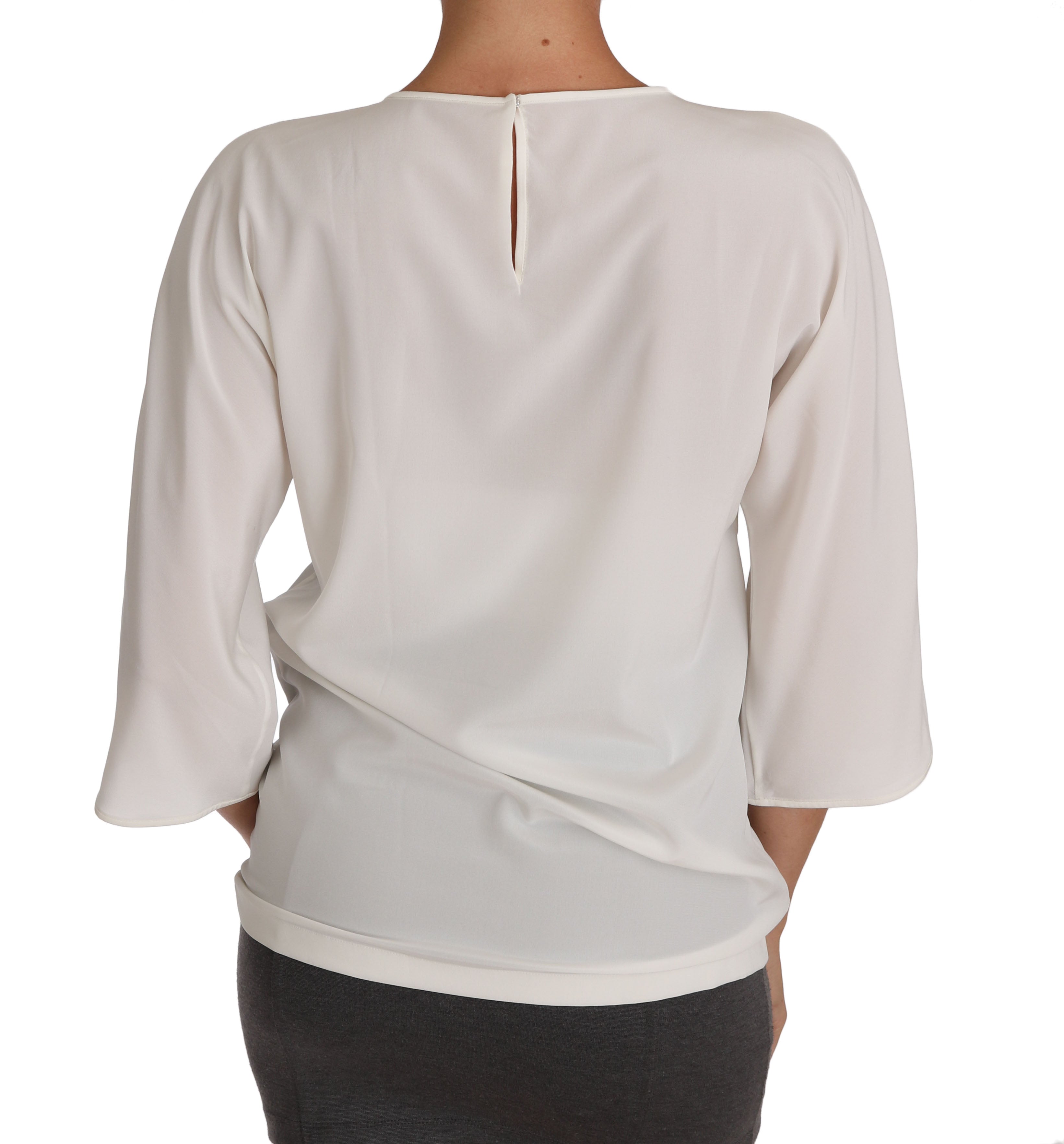 Dolce &amp; Gabbana Elegante Bluse aus Seidenmischung mit Rundhalsausschnitt