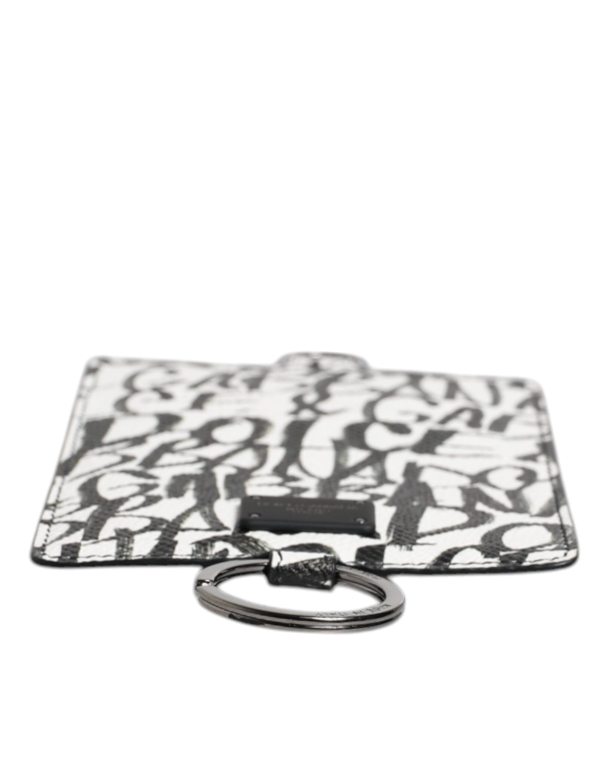 Dolce &amp; Gabbana – Kartenetui aus weißem Leder mit Lanyard und Logo-Print