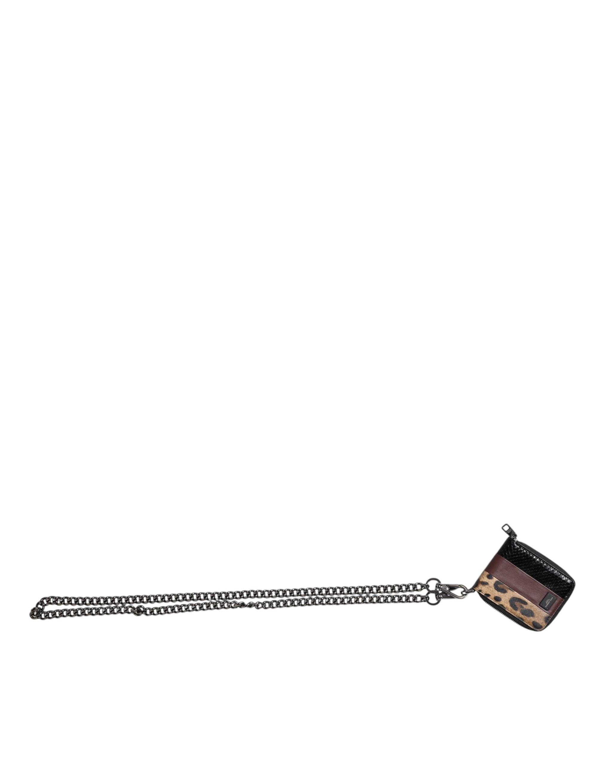 Portofel Dolce &amp; Gabbana cu imprimeu leopard multicolor, tip DG, pentru carduri