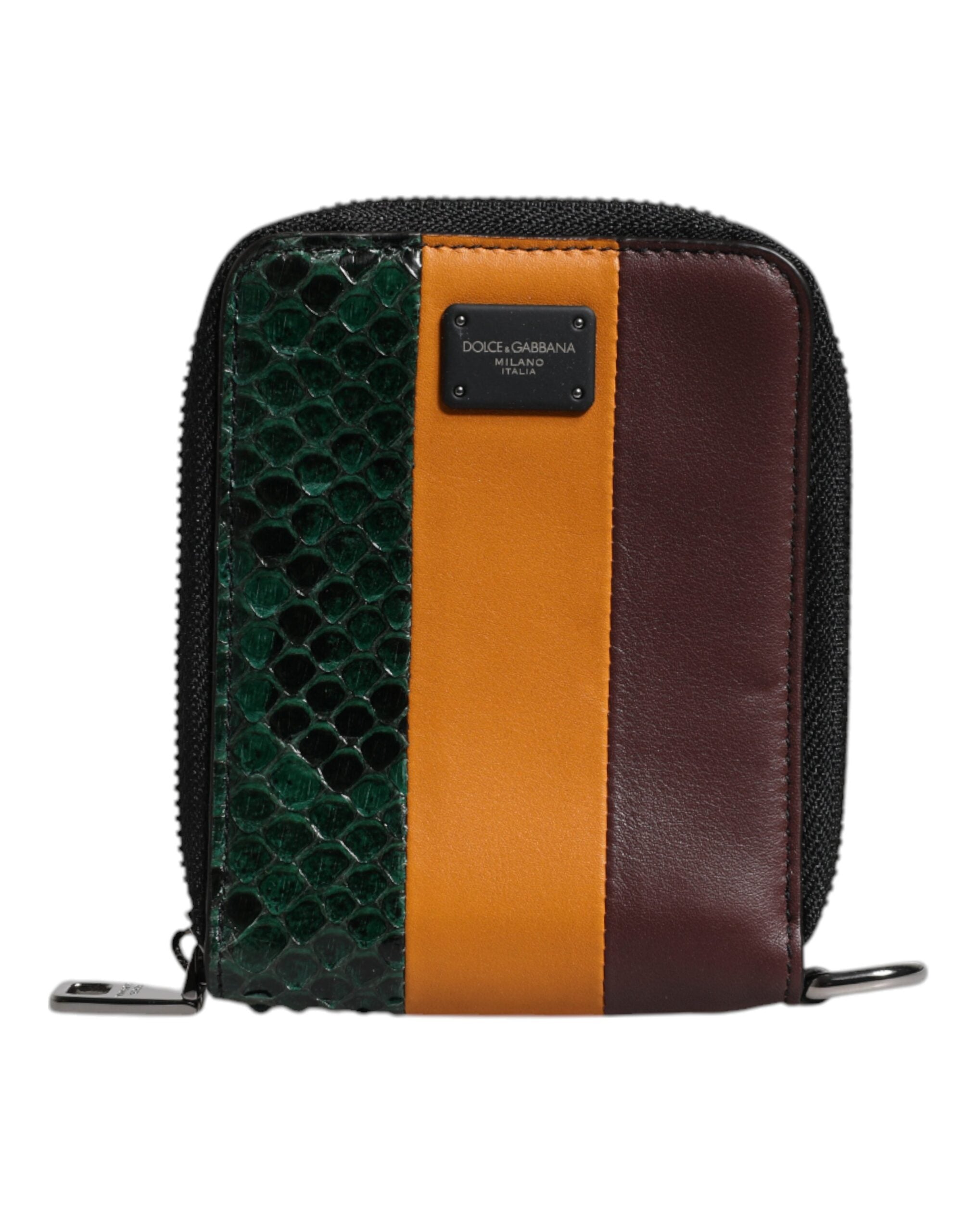 Portofel Dolce &amp; Gabbana din piele exotică multicoloră cu DG și port-card