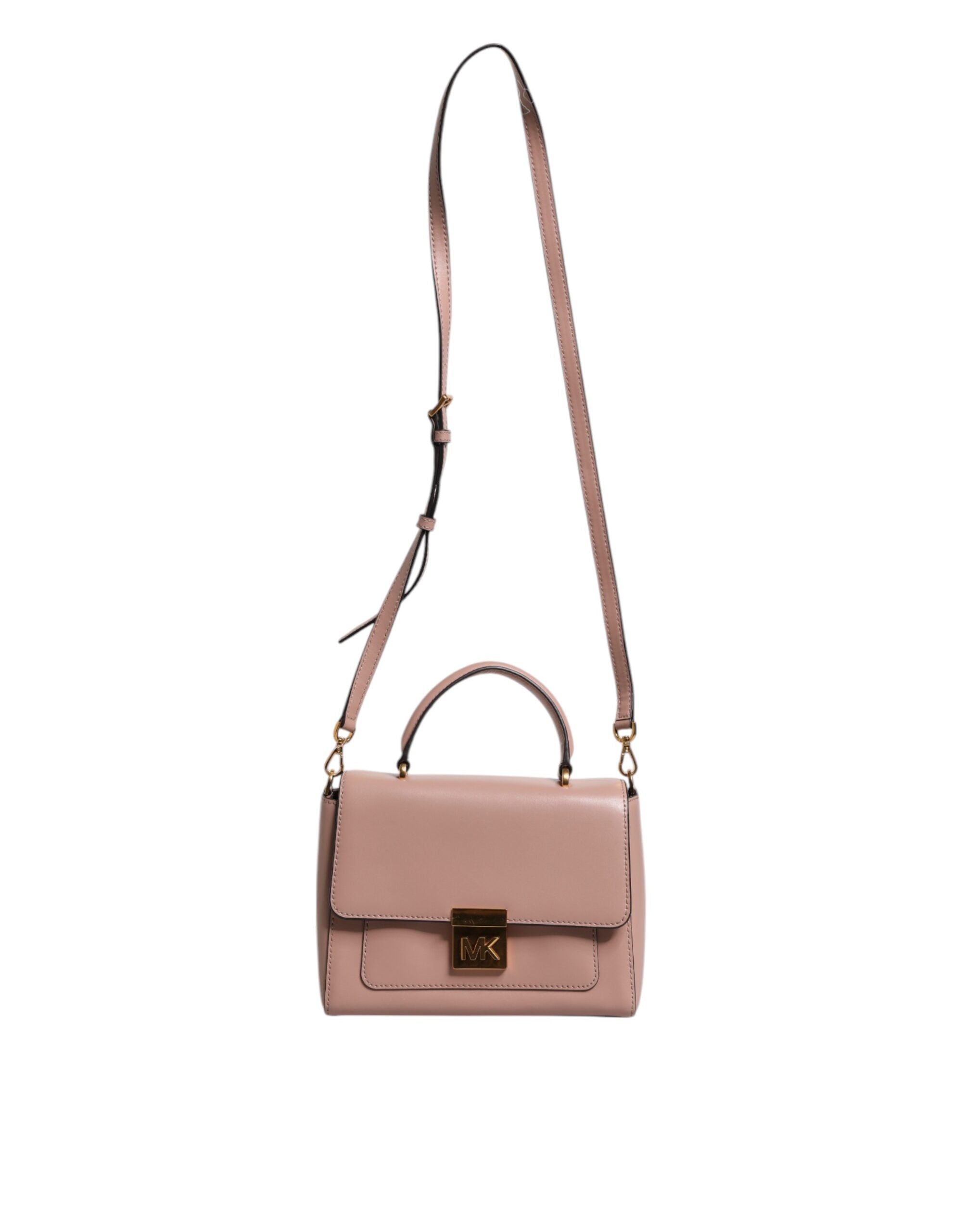 Geantă crossbody MINDY din piele roz cu placă cu logo Michael Kors