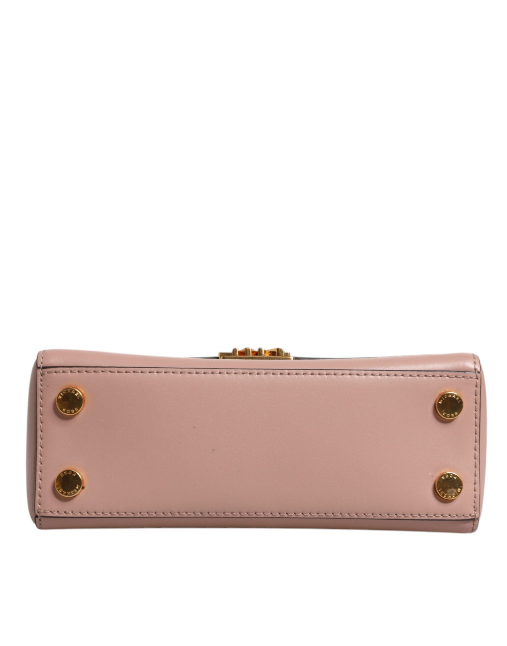 Geantă crossbody MINDY din piele roz cu placă cu logo Michael Kors