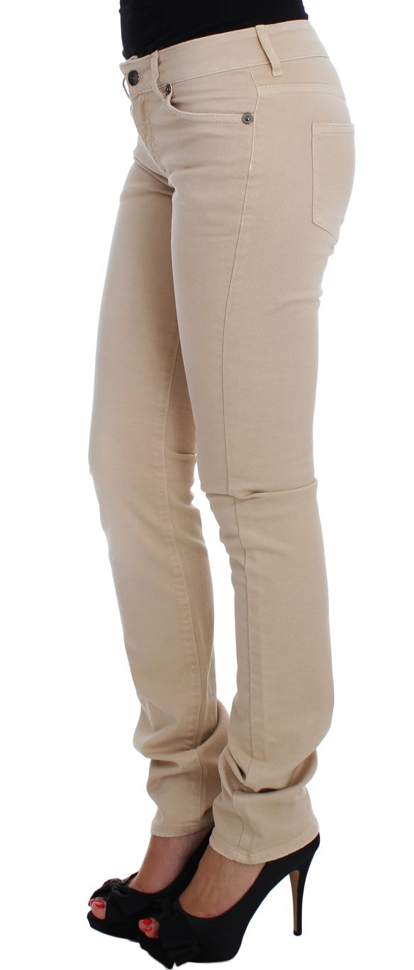 Blugi Cavalli bej din bumbac elastic slim fit