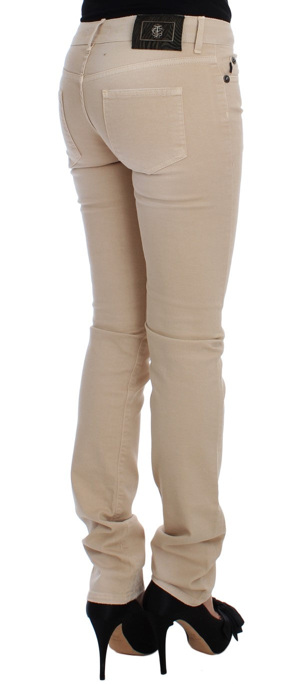 Blugi Cavalli bej din bumbac elastic slim fit