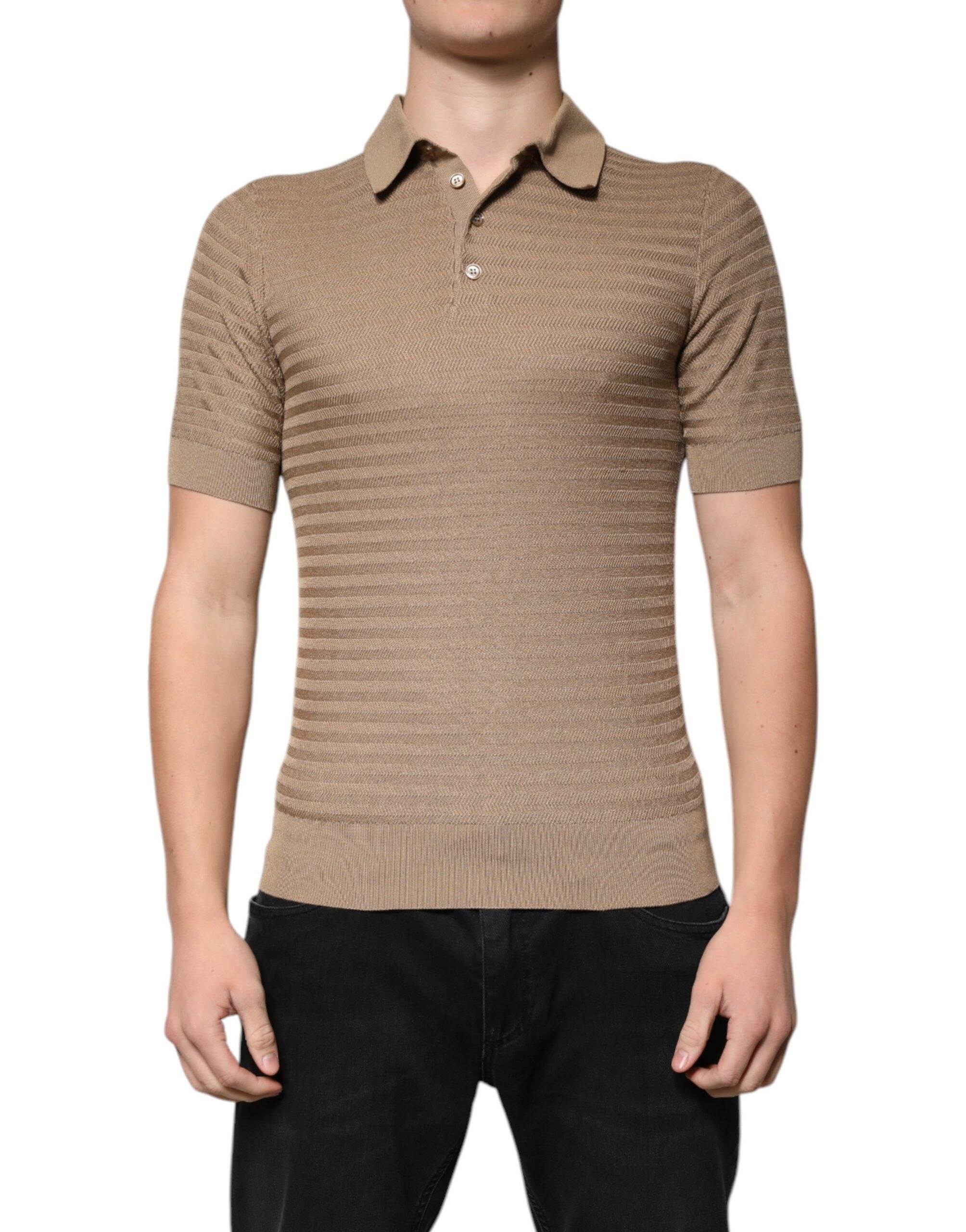 Tricou polo cu mânecă scurtă și guler maro Dolce &amp; Gabbana