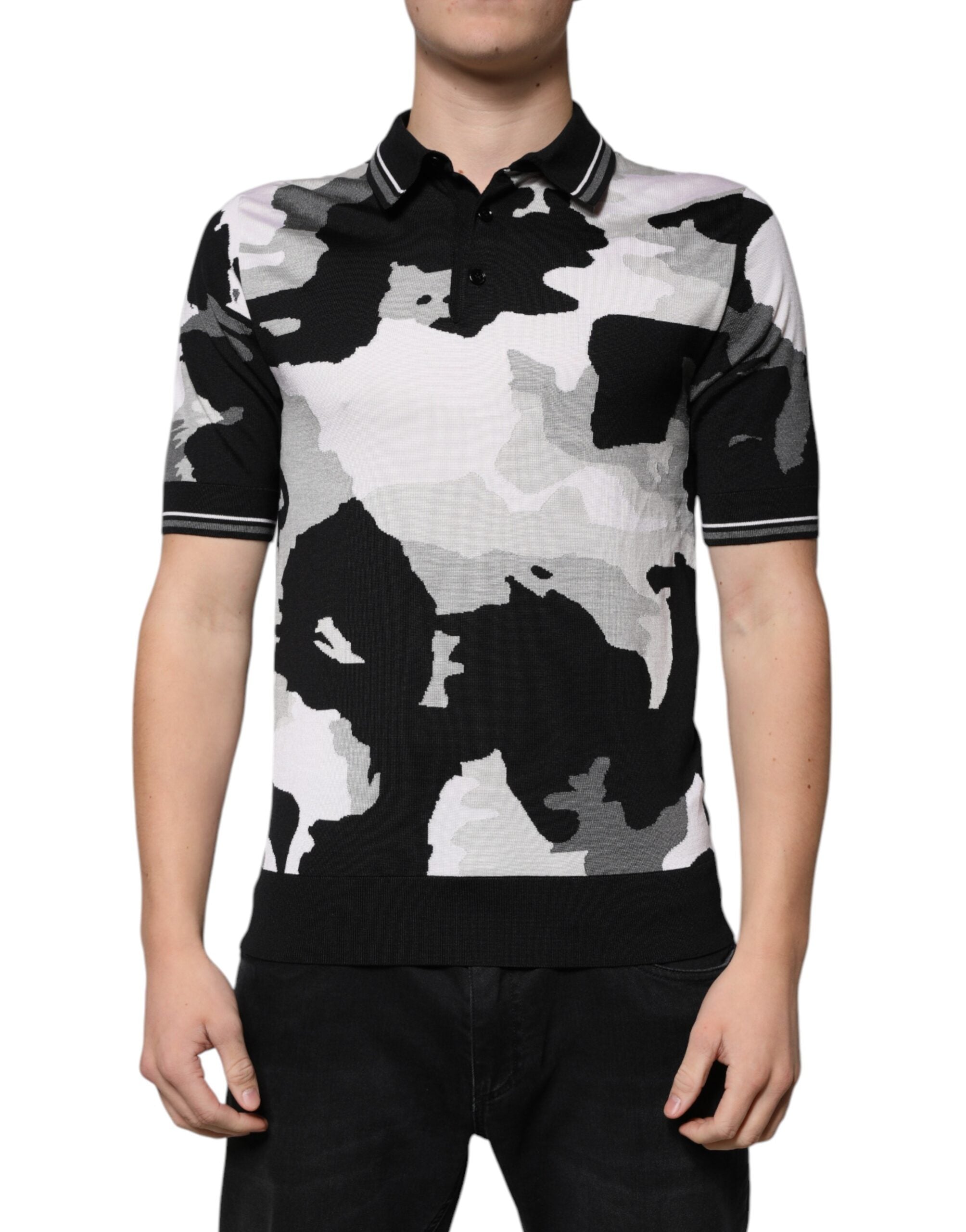 Tricou polo cu guler camuflaj multicolor Dolce &amp; Gabbana