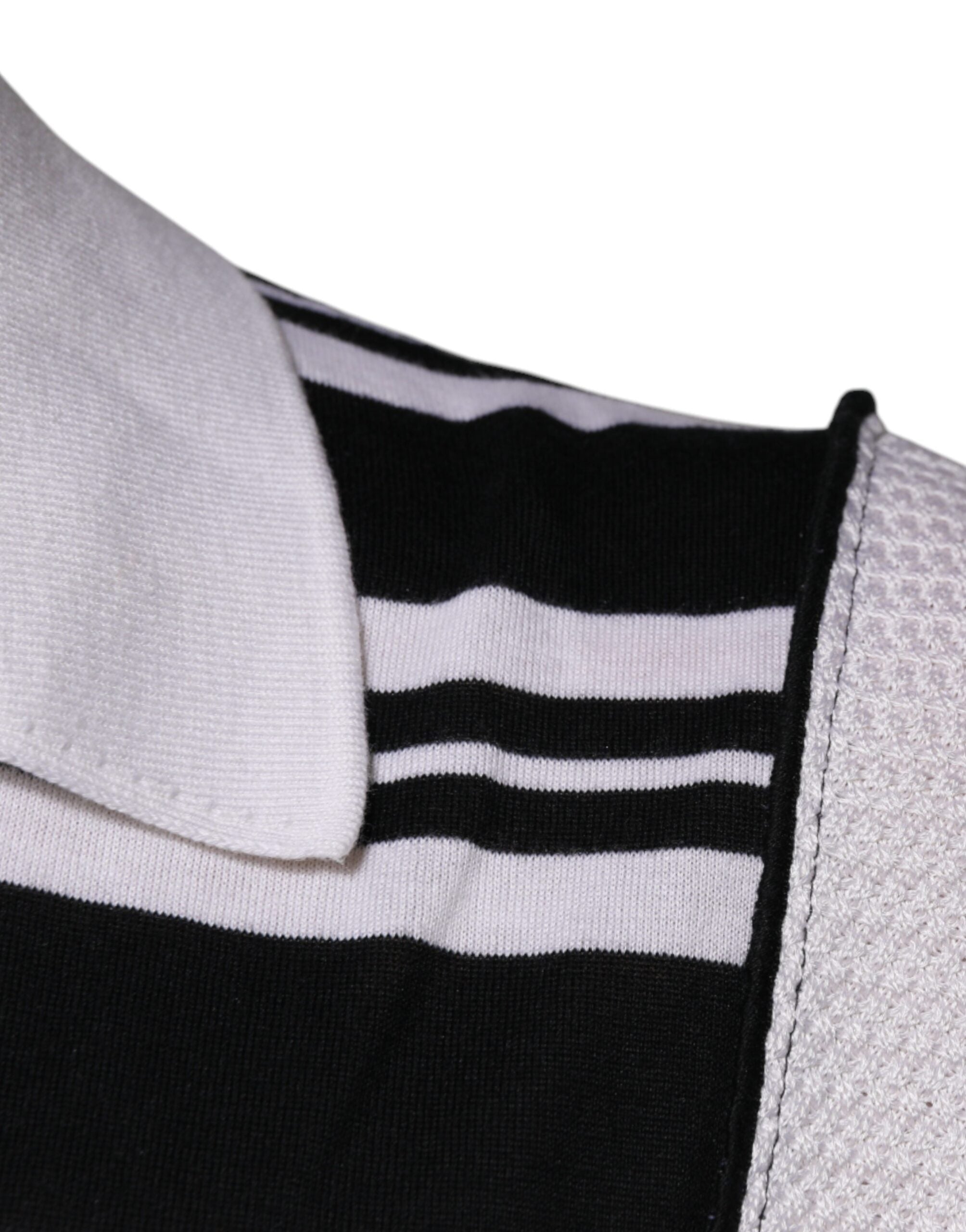 Tricou polo cu guler și dungi albe negre Dolce &amp; Gabbana