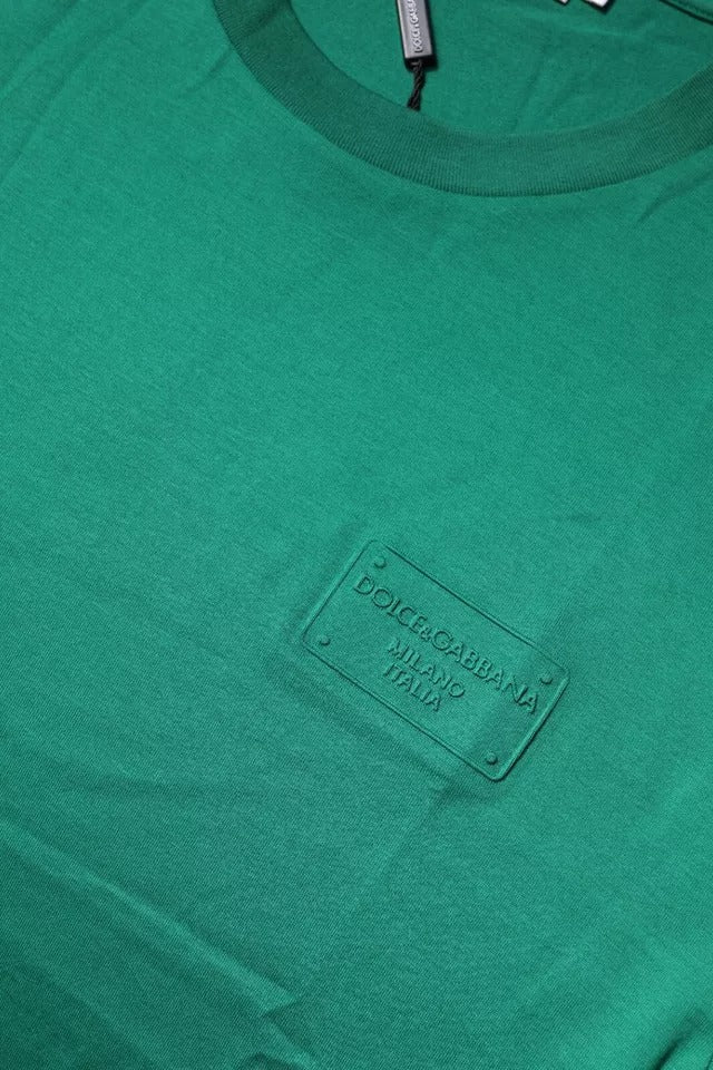 Tricou Dolce &amp; Gabbana cu mânecă scurtă și guler rotund și logo verde