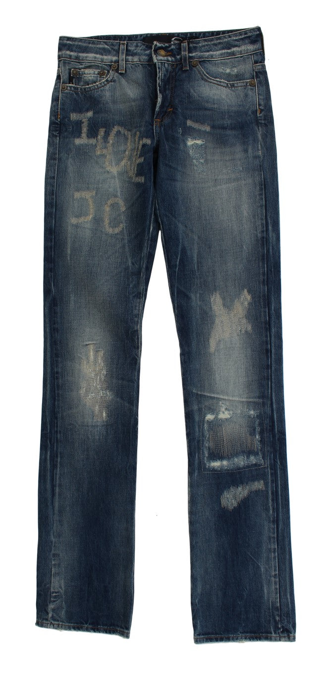 Blugi Cavalli Elegant Flare Fit albaștri din denim