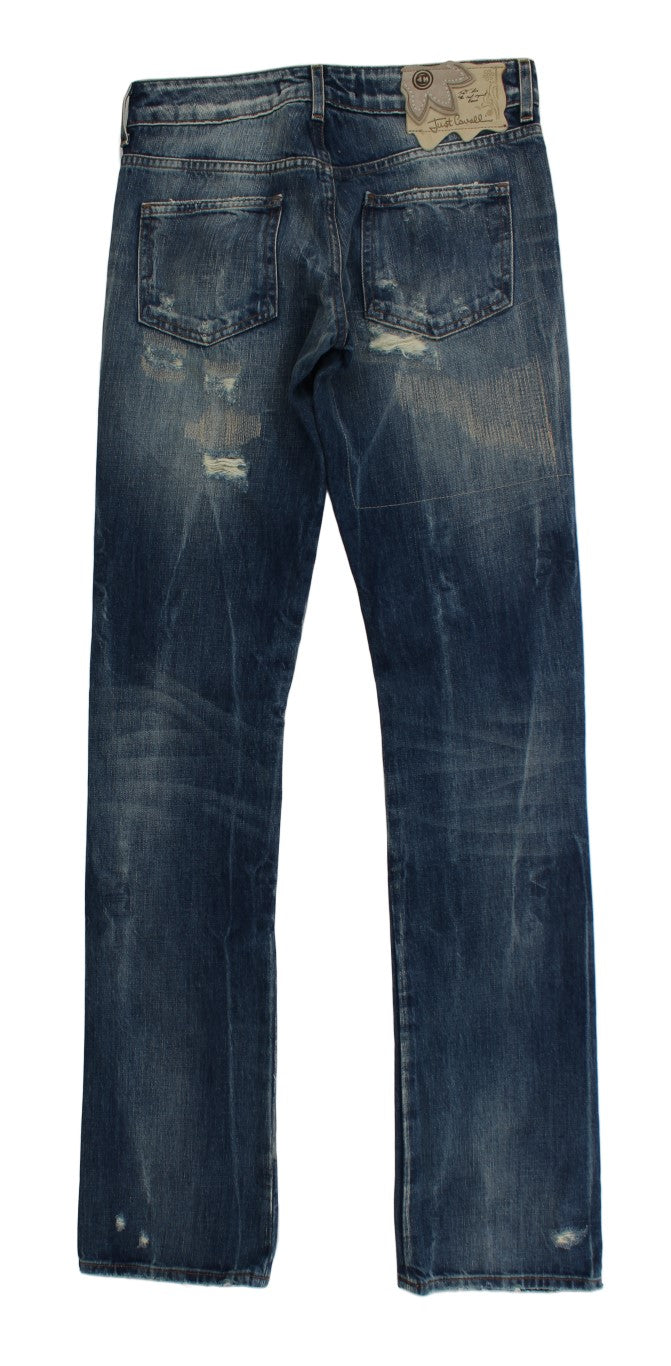 Blugi Cavalli Elegant Flare Fit albaștri din denim
