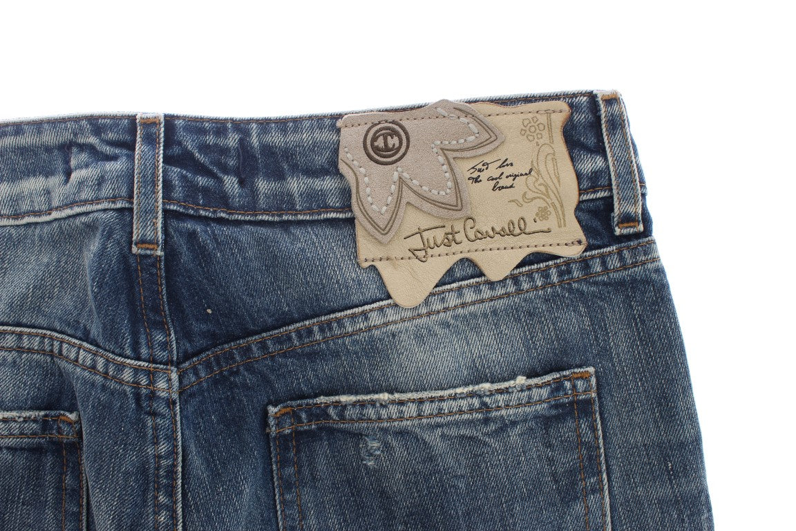 Blugi Cavalli Elegant Flare Fit albaștri din denim