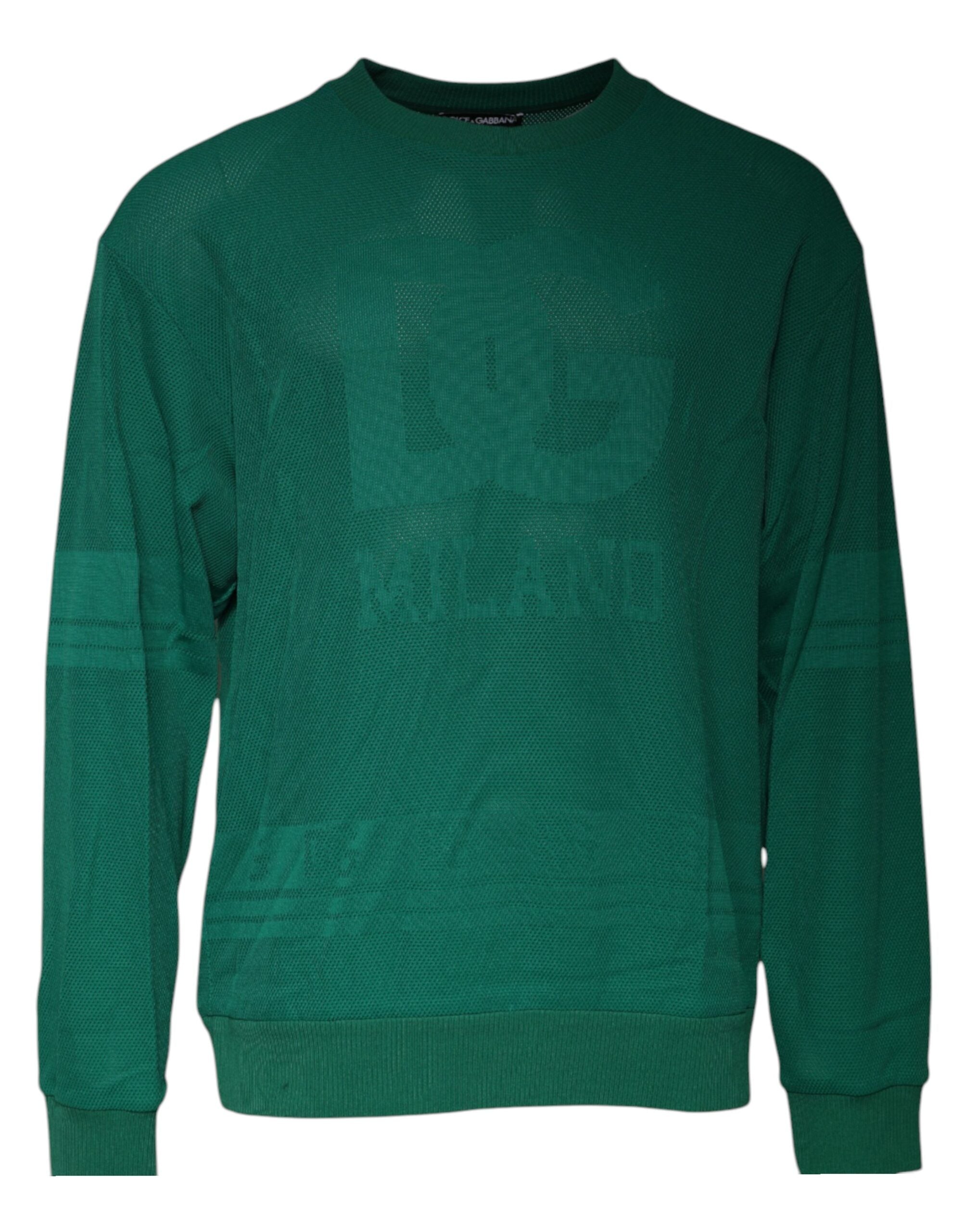 Dolce &amp; Gabbana – Grüner Pullover mit Rundhalsausschnitt und Logo aus Nylon
