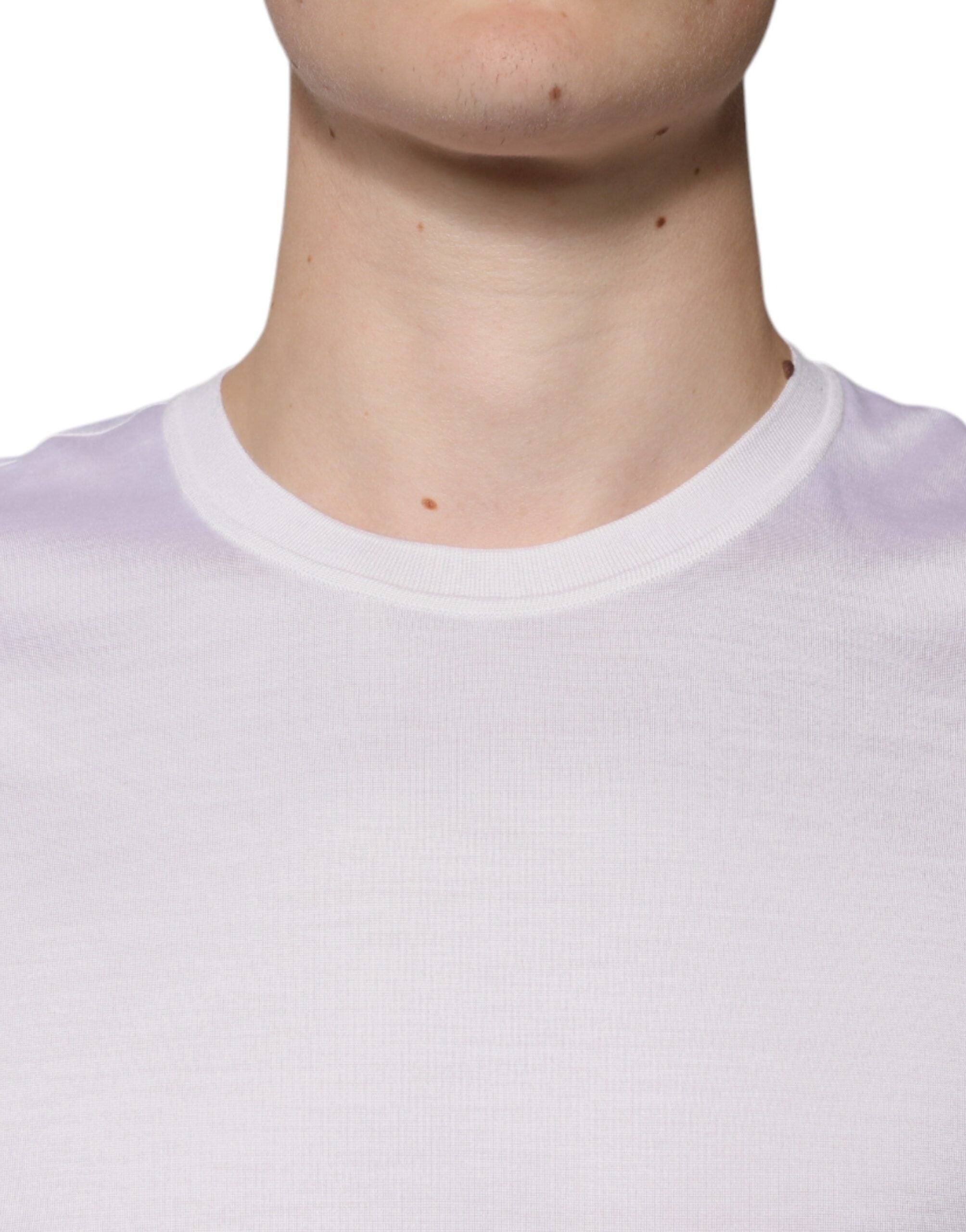 Dolce &amp; Gabbana Weißer Seidenpullover mit Rundhalsausschnitt für Herren