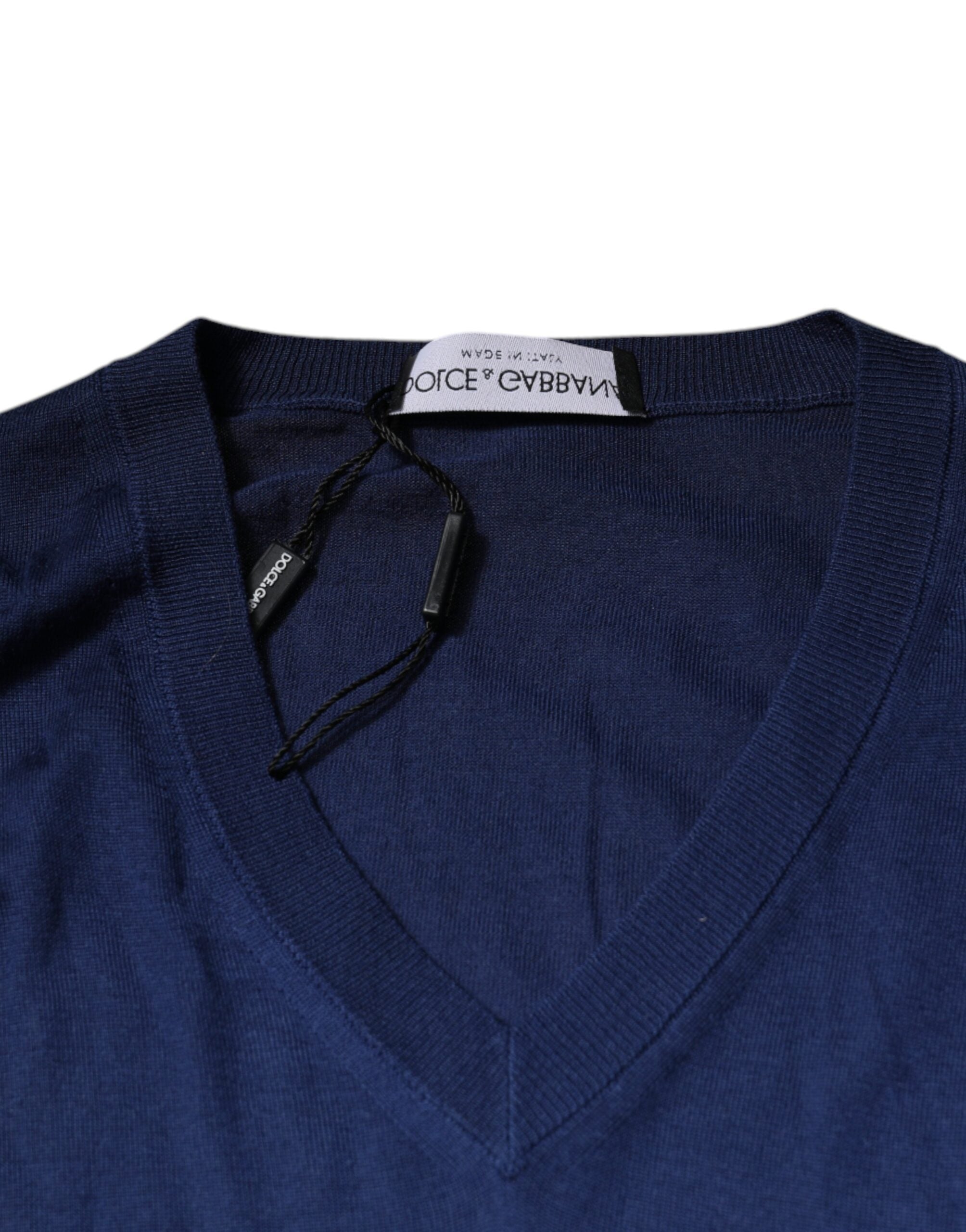Dolce &amp; Gabbana – Pullover aus Kaschmir mit V-Ausschnitt in Marineblau