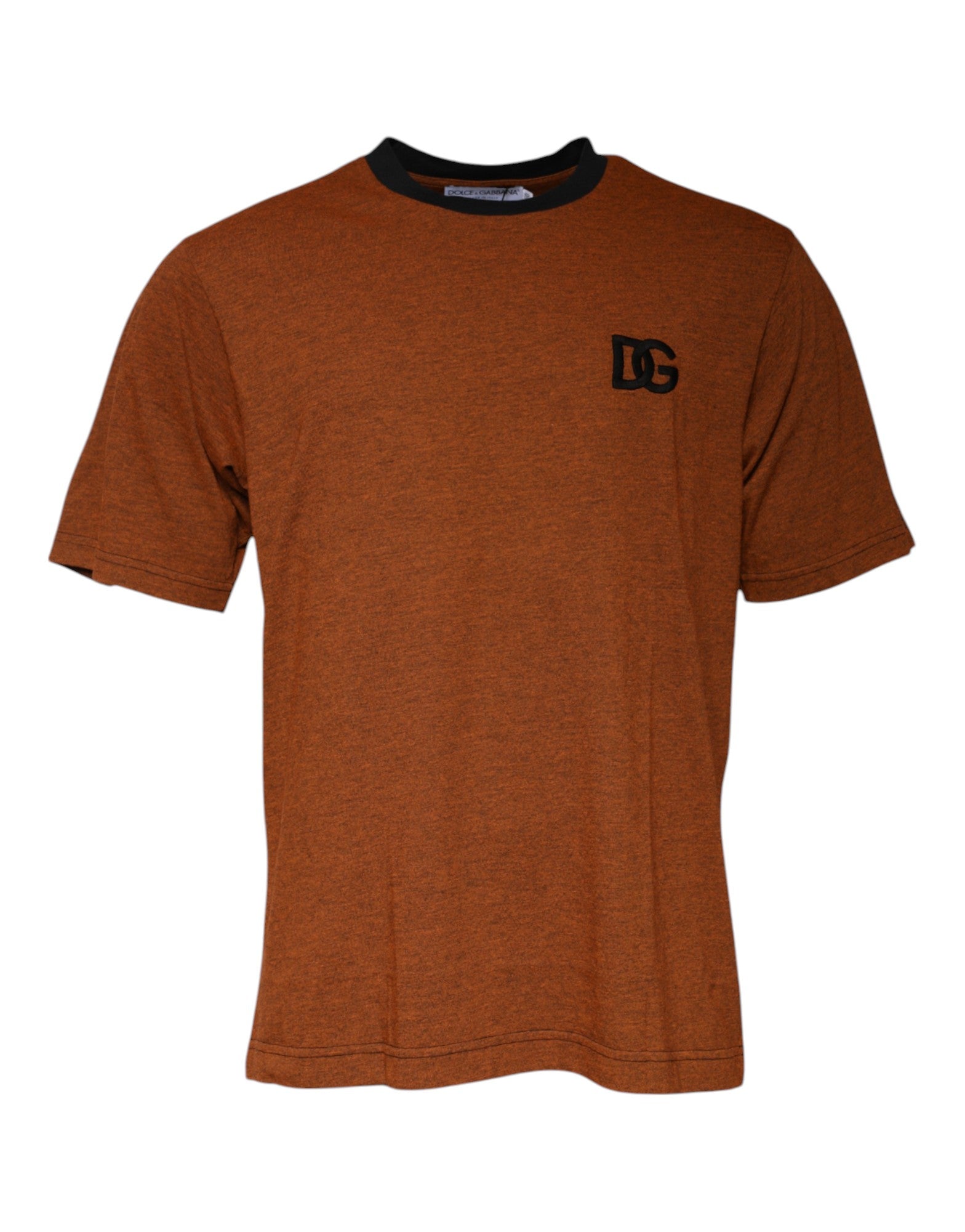 Dolce &amp; Gabbana Braunes T-Shirt aus Polyester mit Rundhalsausschnitt und DG-Logo
