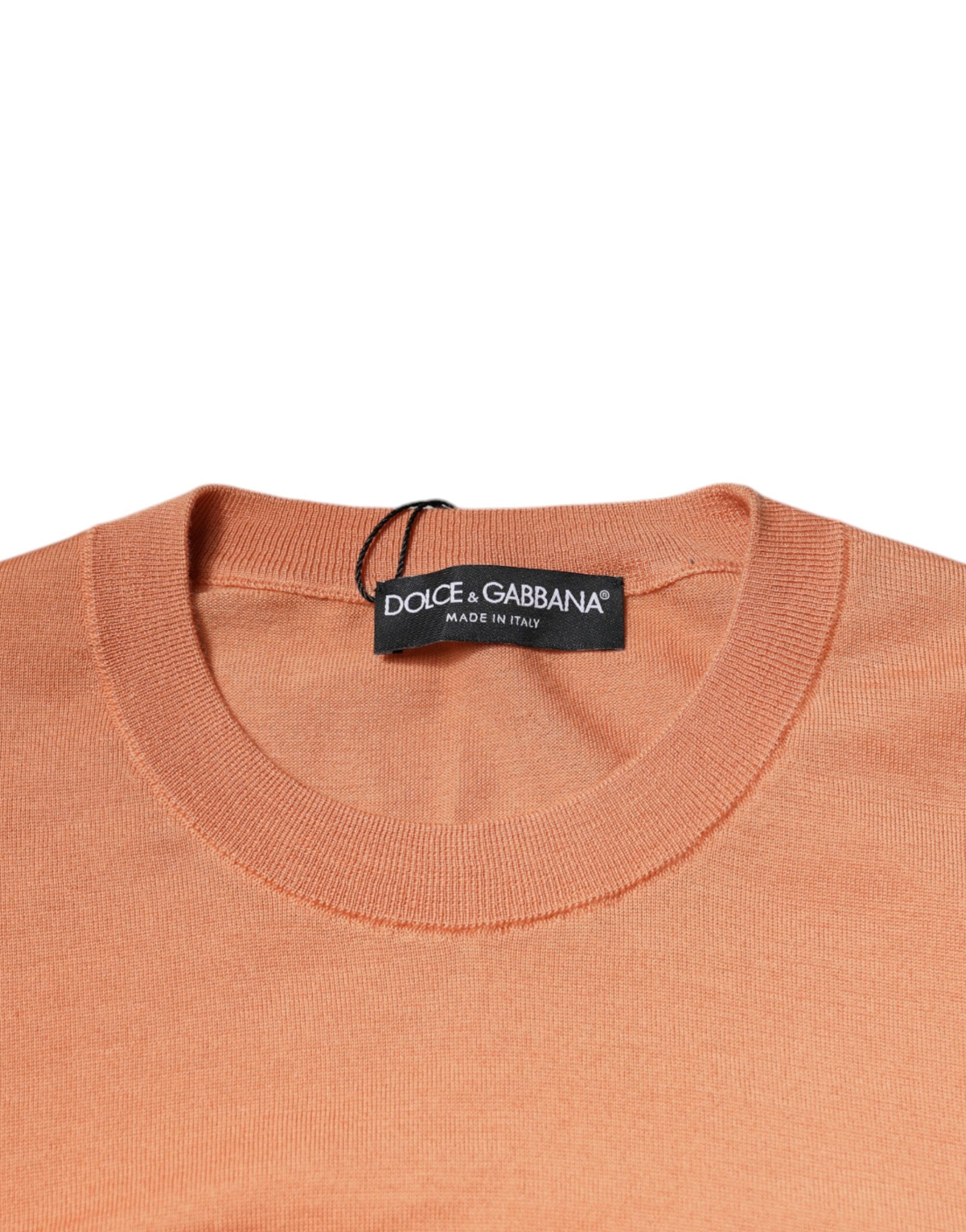 Dolce &amp; Gabbana – Kurzer Pullover aus Wolle mit Rundhalsausschnitt in Beige