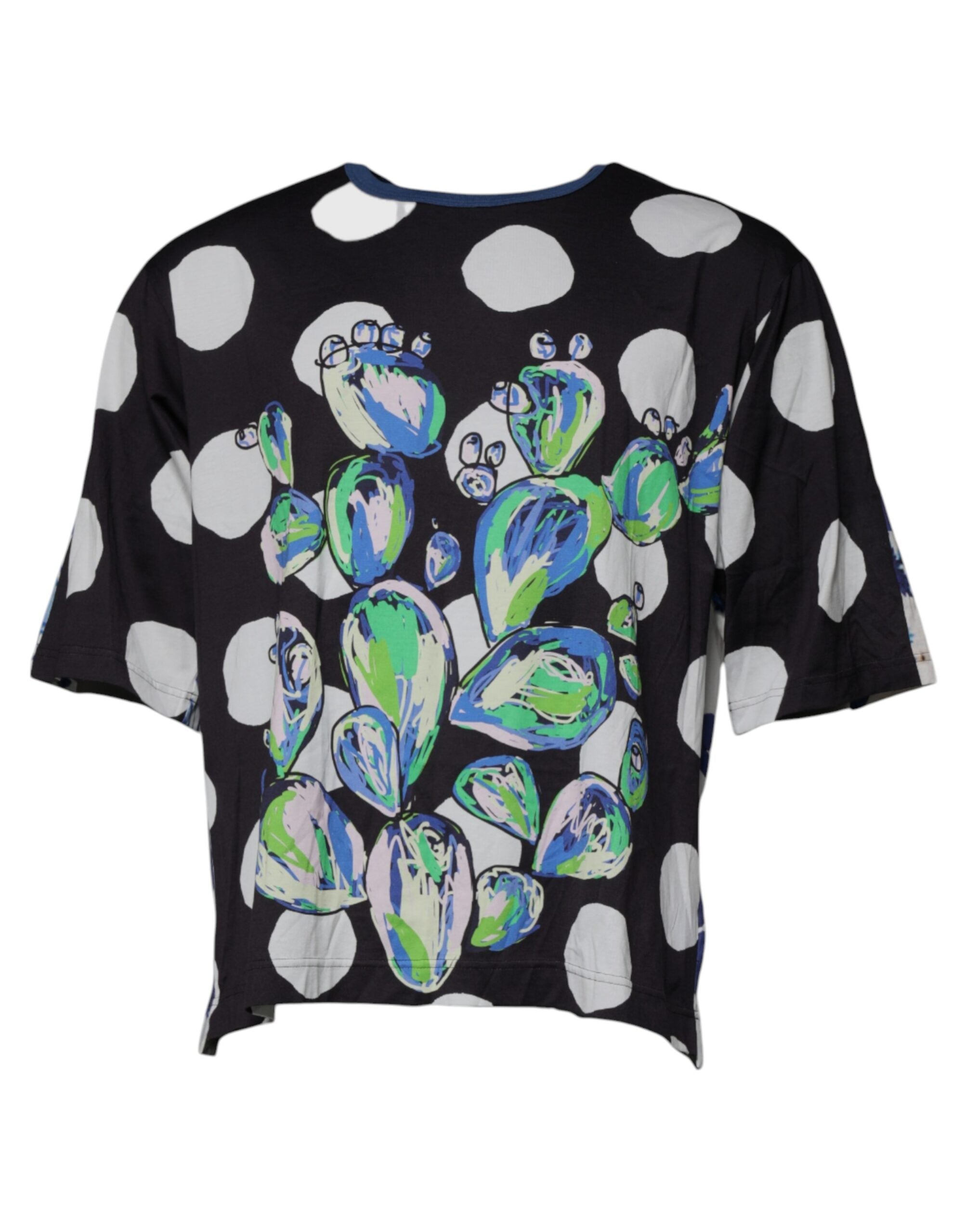 Dolce &amp; Gabbana – Schwarz-weißes bedrucktes Baumwoll-T-Shirt mit Rundhalsausschnitt