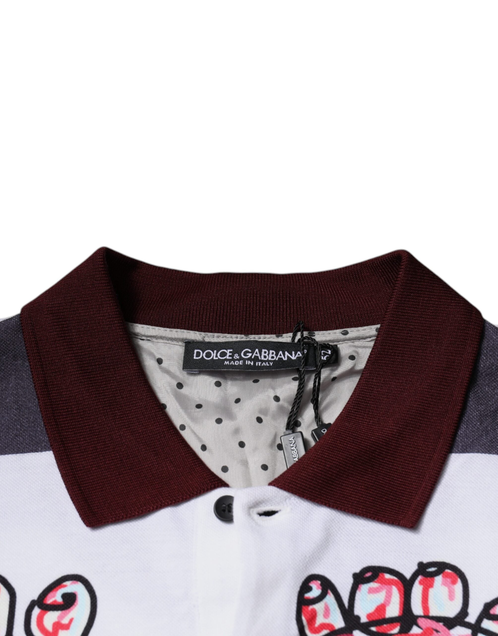 Dolce &amp; Gabbana – Poloshirt mit mehrfarbigem Grafikkragen