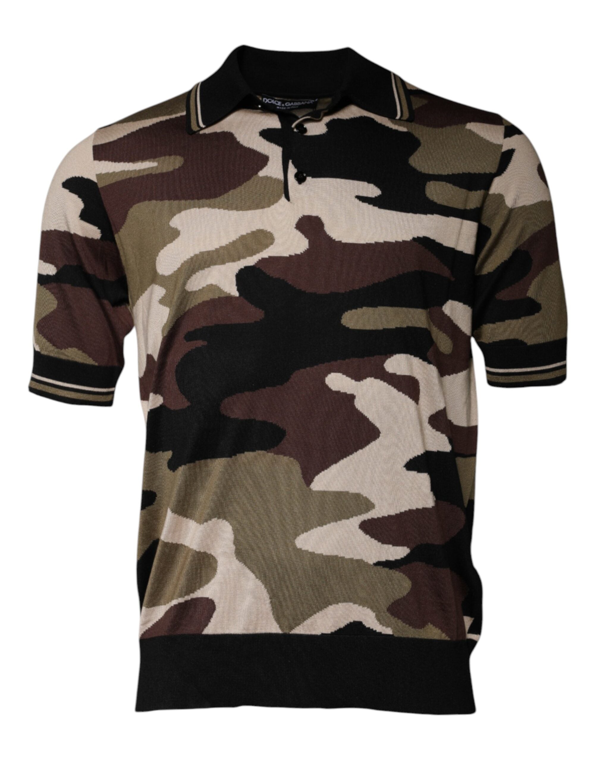 Tricou polo cu guler camuflaj multicolor Dolce &amp; Gabbana