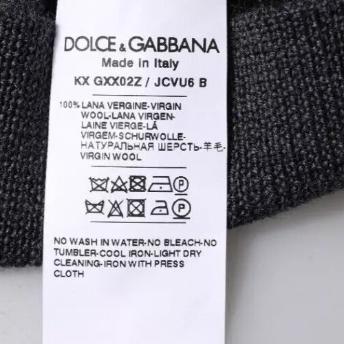 Dolce &amp; Gabbana Dunkelgrauer Pullover mit Rundhalsausschnitt und DG-Logo