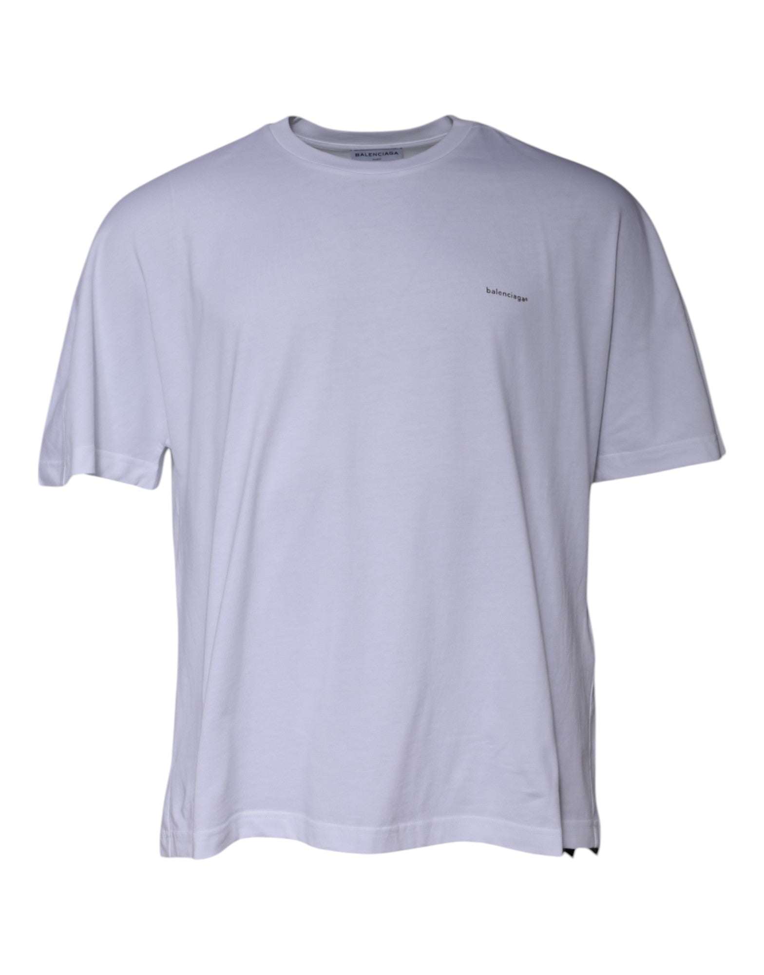 Tricou Balenciaga cu mânecă scurtă și guler rotund din bumbac, cu logo alb