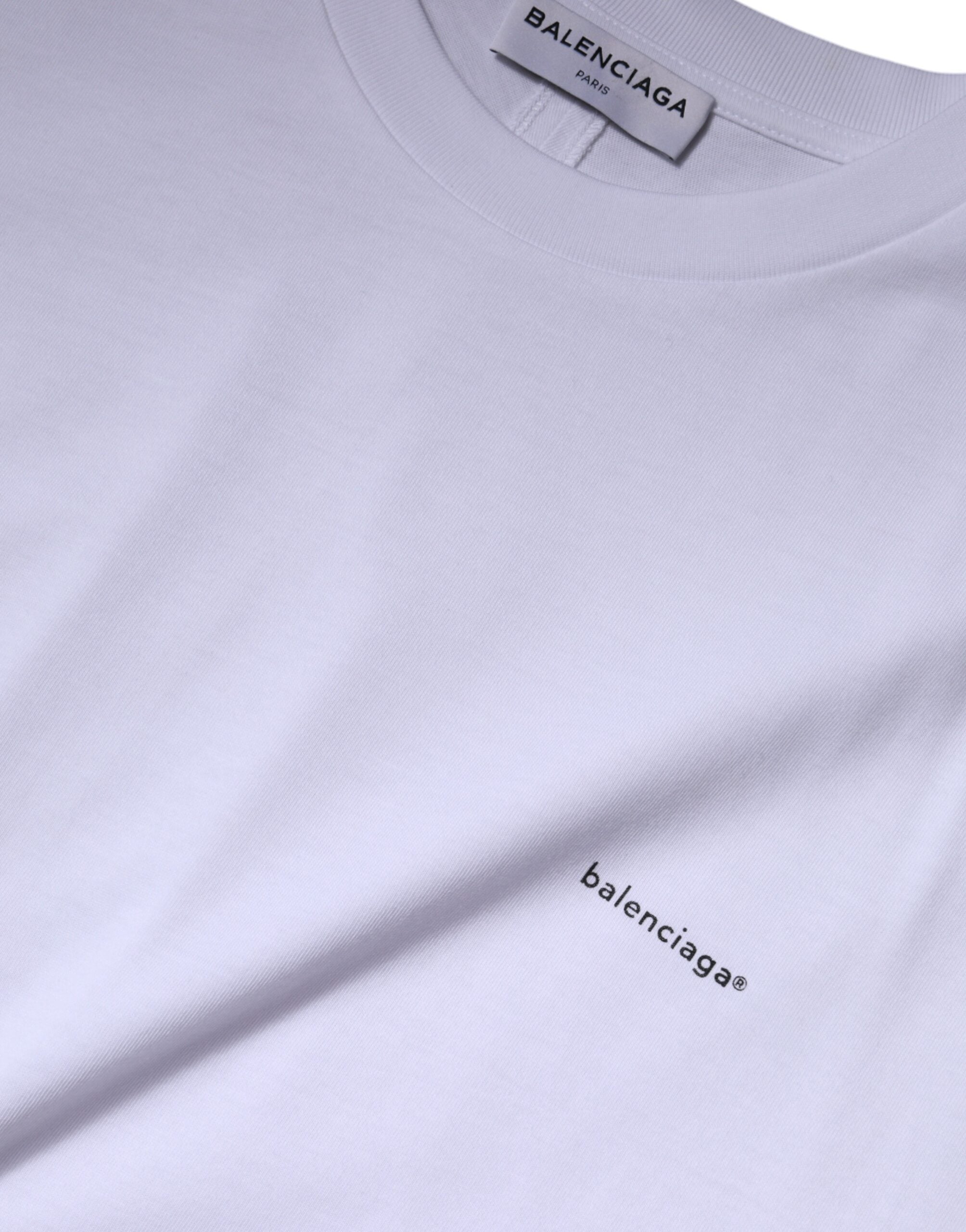 Tricou Balenciaga cu mânecă scurtă și guler rotund din bumbac, cu logo alb