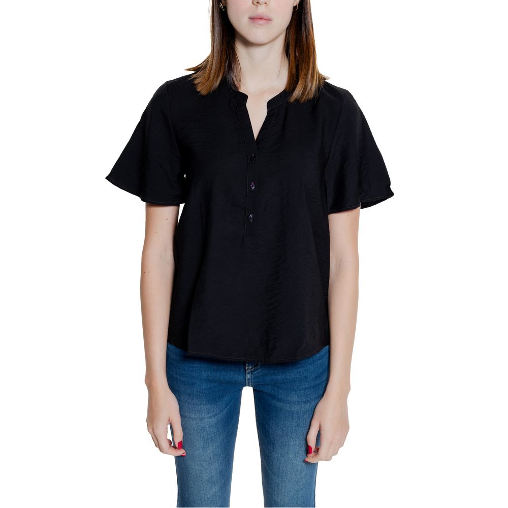 Tricou cu mânecă scurtă din viscoză neagră Jacqueline De Yong