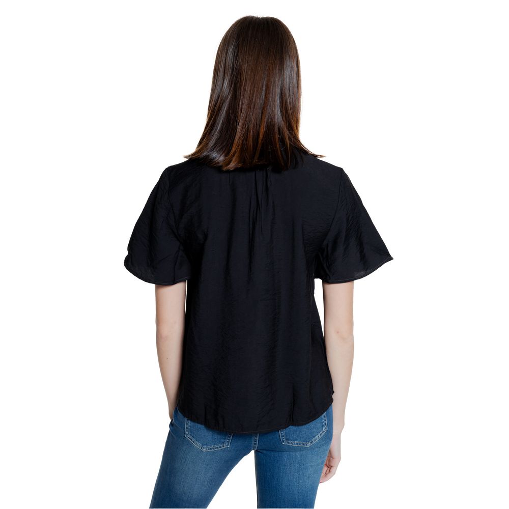 Tricou cu mânecă scurtă din viscoză neagră Jacqueline De Yong