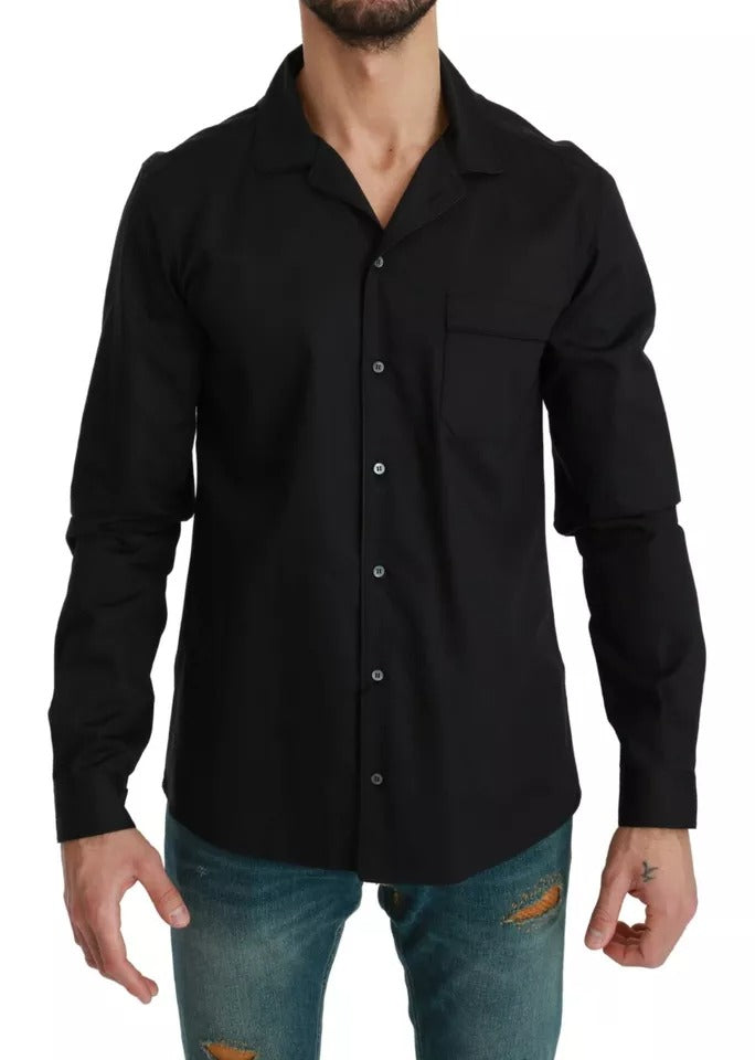 Dolce &amp; Gabbana – Blaues Pyjama-Lounge-Shirt aus gestreifter Baumwolle