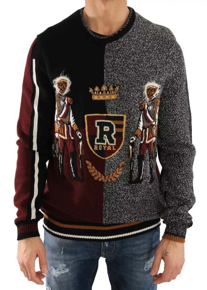 Dolce &amp; Gabbana Mehrfarbiger Strickpullover aus Kaschmirwolle mit KING Knight Monkey