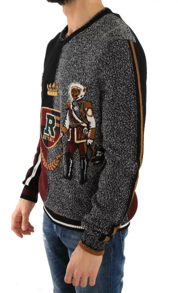 Dolce &amp; Gabbana Mehrfarbiger Strickpullover aus Kaschmirwolle mit KING Knight Monkey