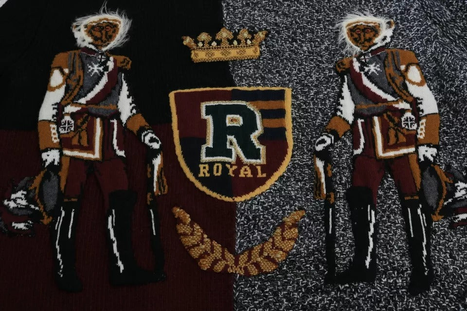 Dolce &amp; Gabbana Mehrfarbiger Strickpullover aus Kaschmirwolle mit KING Knight Monkey