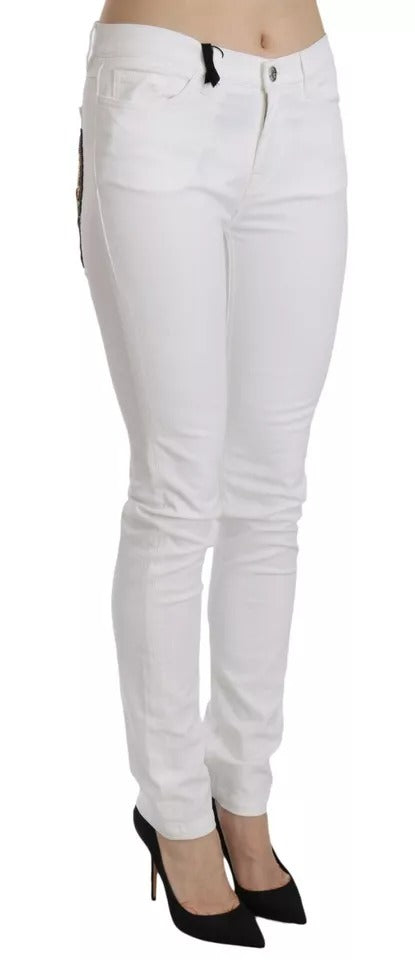 Dolce &amp; Gabbana – Weiße Skinny-Jeans mit Kristallverzierung