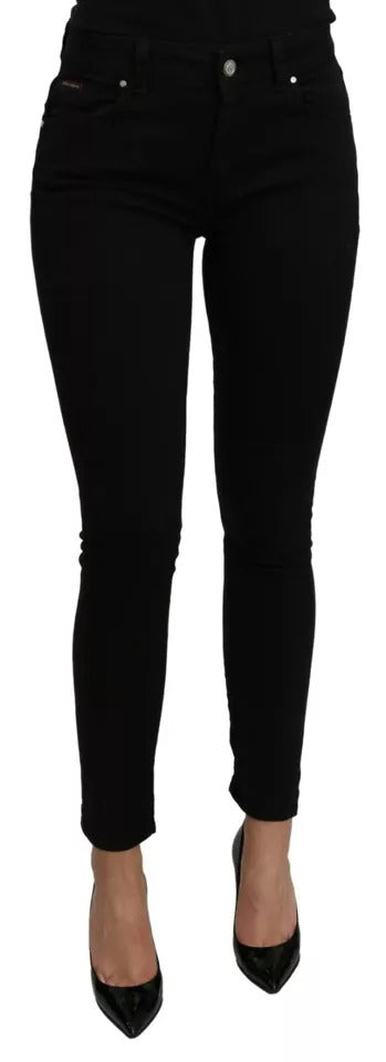 Dolce &amp; Gabbana – Schwarze Slim-Jeans aus Baumwollstretch mit mittlerer Taille