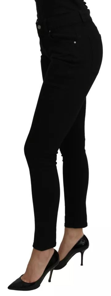 Dolce &amp; Gabbana – Schwarze Slim-Jeans aus Baumwollstretch mit mittlerer Taille