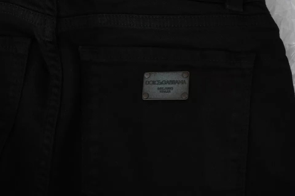 Dolce &amp; Gabbana – Schwarze Slim-Jeans aus Baumwollstretch mit mittlerer Taille