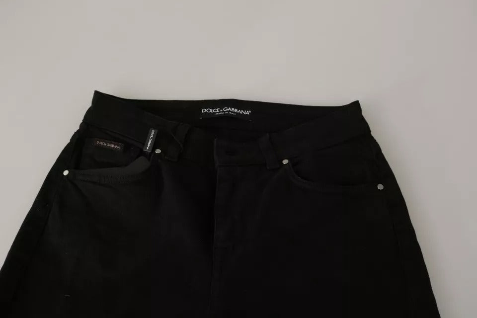 Dolce &amp; Gabbana – Schwarze Slim-Jeans aus Baumwollstretch mit mittlerer Taille