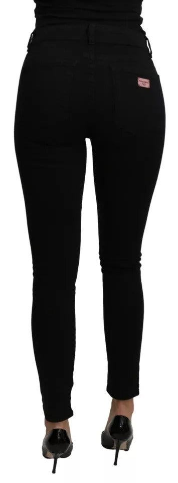 Dolce &amp; Gabbana – Schwarze Slim-Jeans aus Baumwollstretch mit mittlerer Taille