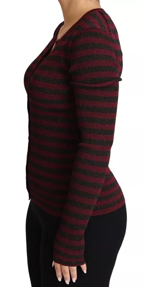 Dolce &amp; Gabbana Schwarz-Rot gestreifter Damen-Cardigan