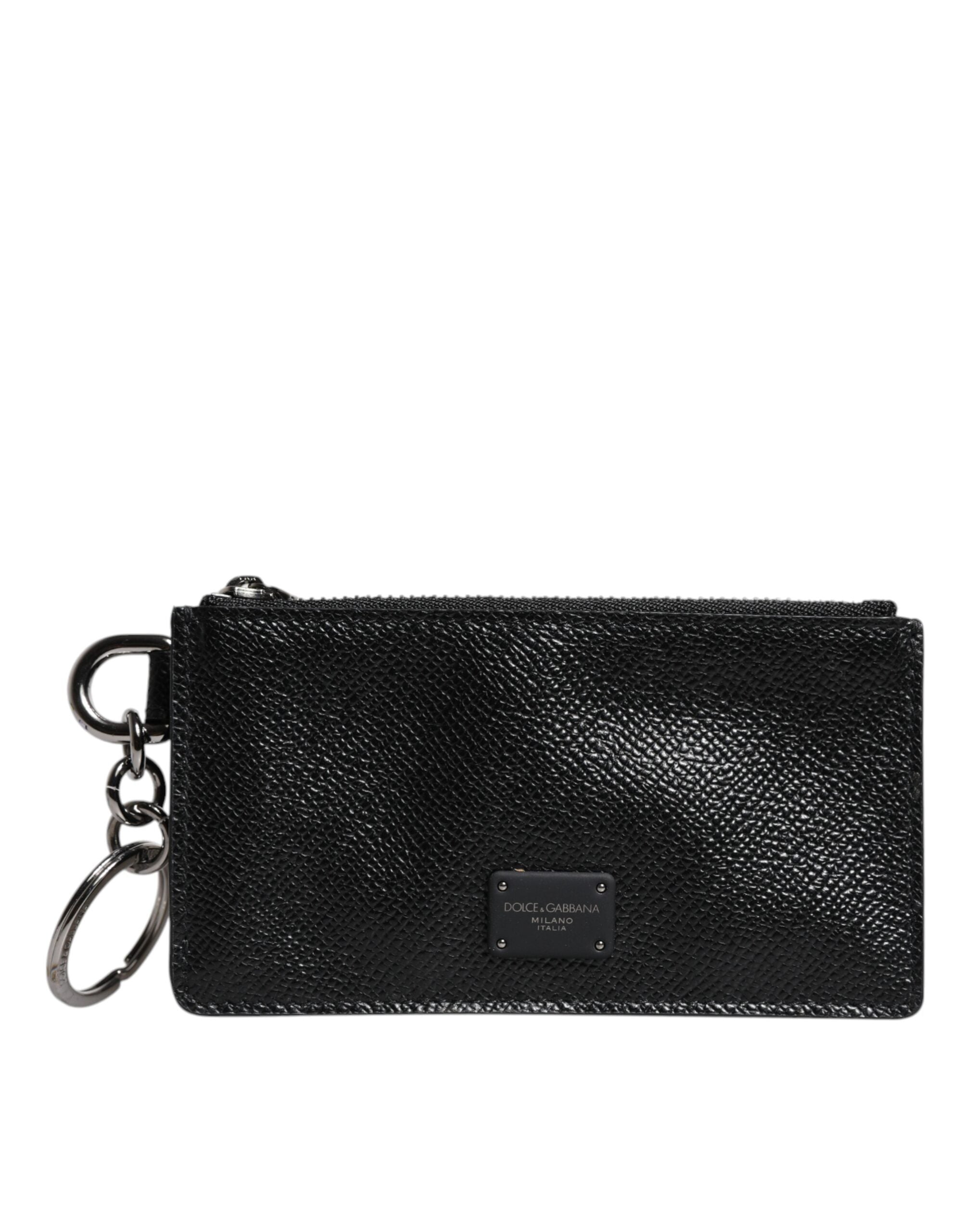 Portofel Dolce &amp; Gabbana negru din piele de vițel cu logo DG