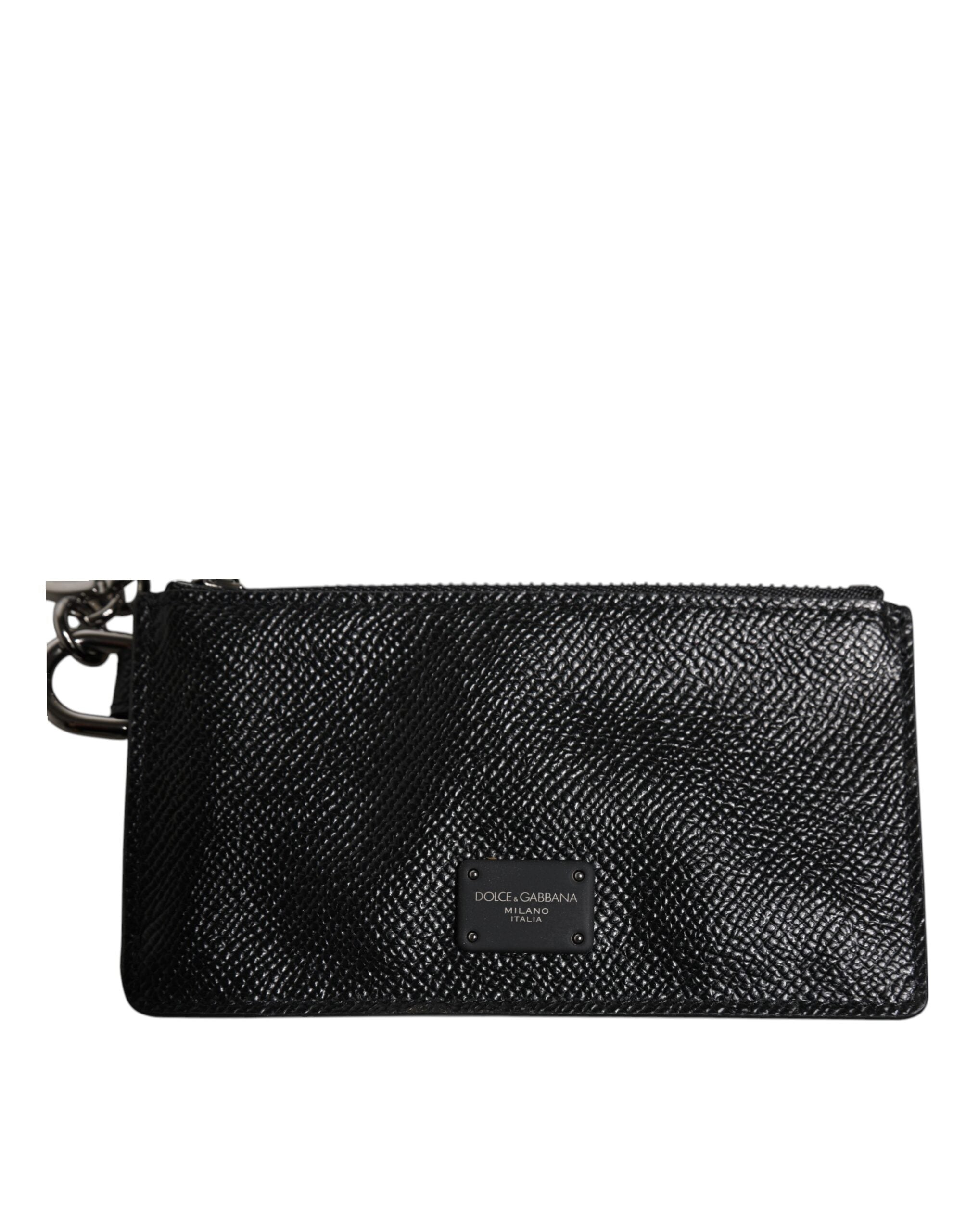 Portofel Dolce &amp; Gabbana negru din piele de vițel cu logo DG