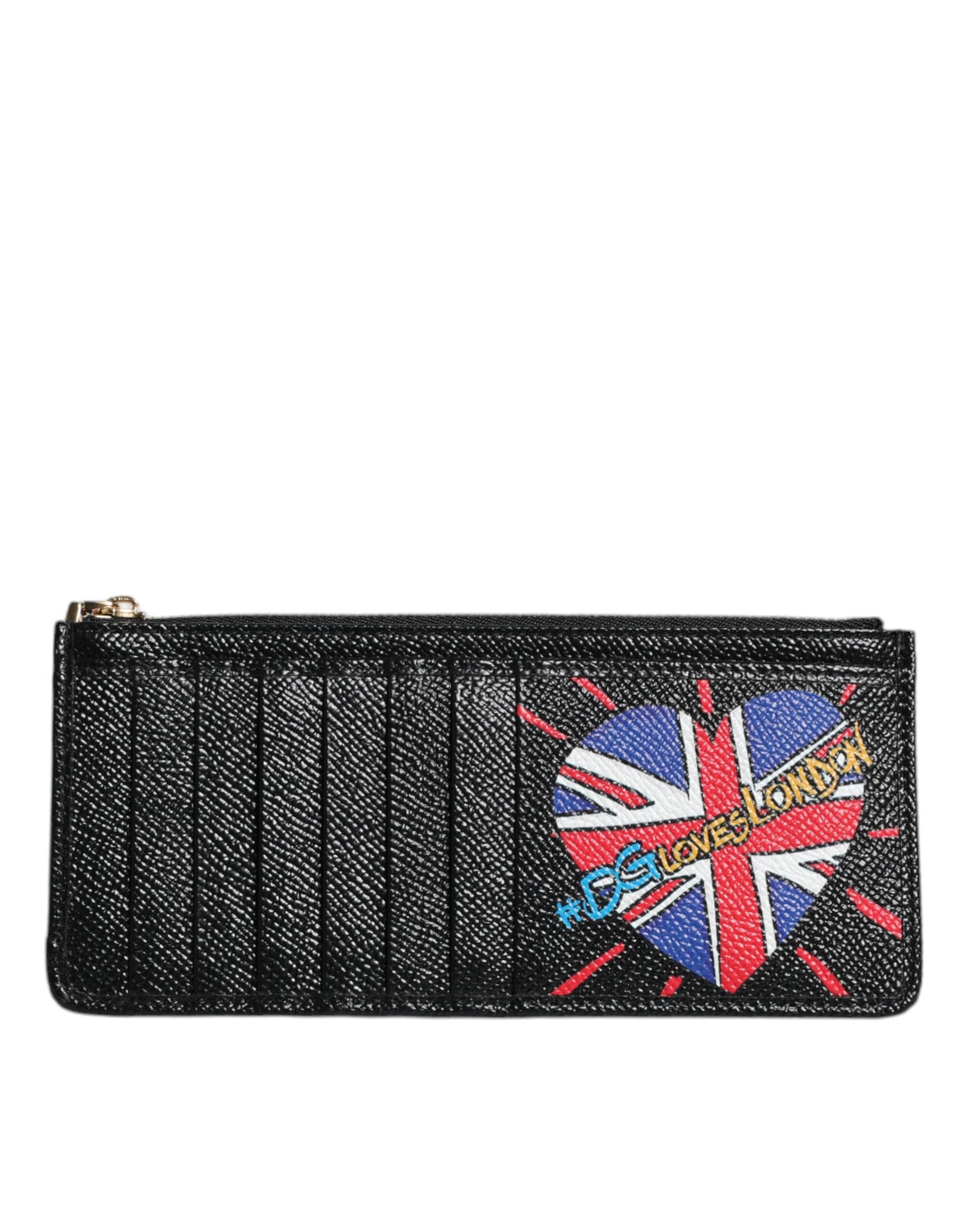 Portofel Dolce &amp; Gabbana din piele neagră #DGLovesLondon cu portcard