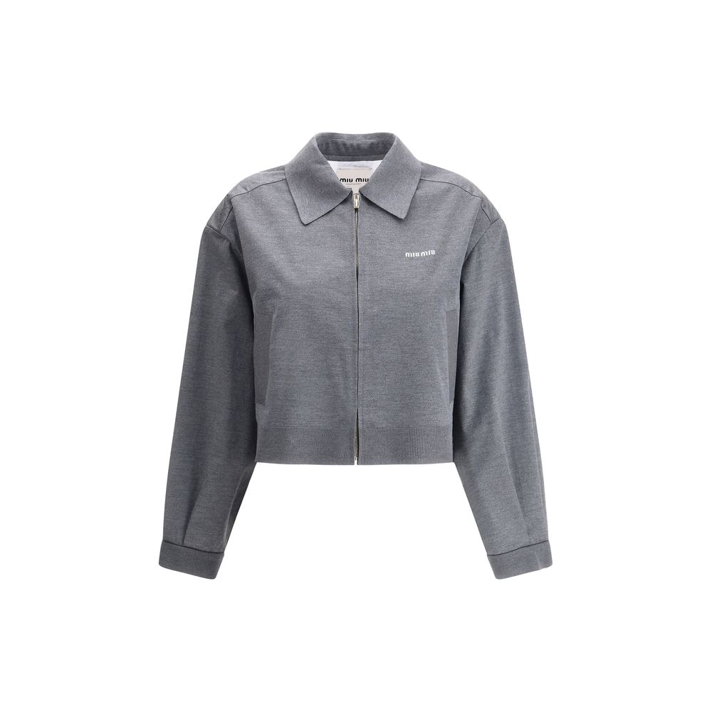Miu Miu Mélange-Jacke mit Reißverschluss