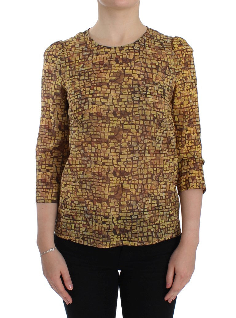 Dolce &amp; Gabbana Seidenbluse mit sizilianischem Mosaik-Print