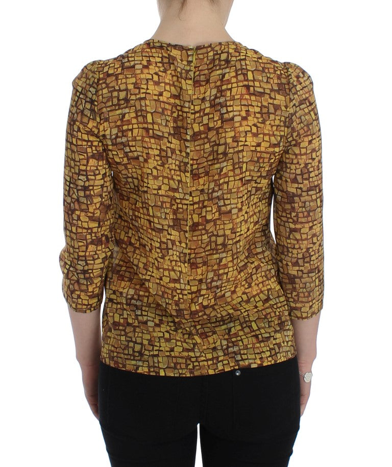 Dolce &amp; Gabbana Seidenbluse mit sizilianischem Mosaik-Print