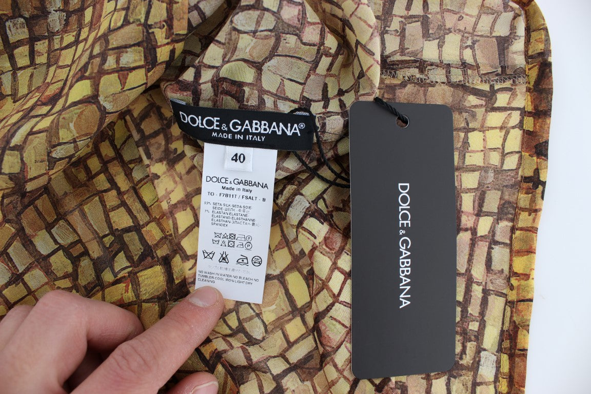 Dolce &amp; Gabbana Seidenbluse mit sizilianischem Mosaik-Print