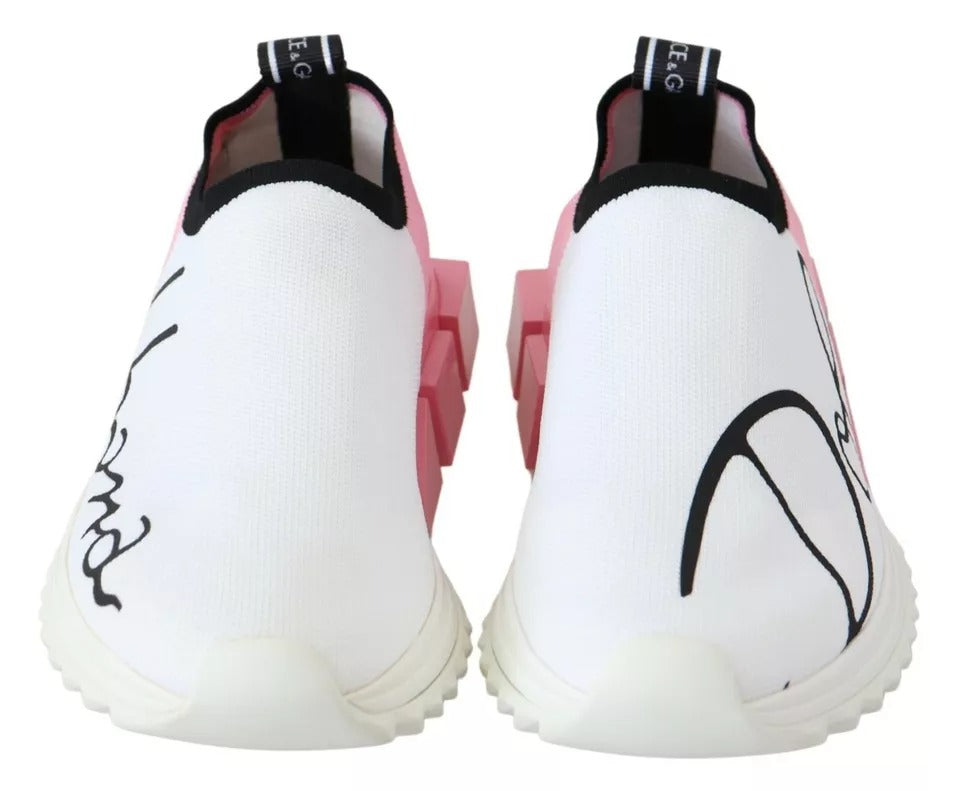 Dolce &amp; Gabbana Sorrento Sneakers mit Logo in Rosa und Weiß